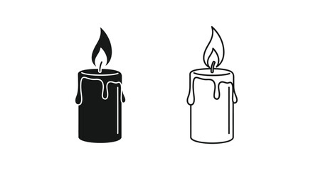 Obraz premium Black and white candles with flames burning Vector