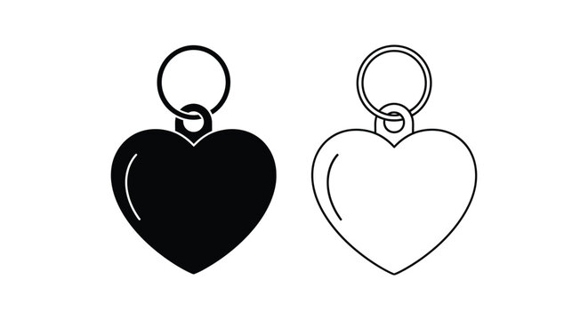 Heart shaped keychains black and white Vector