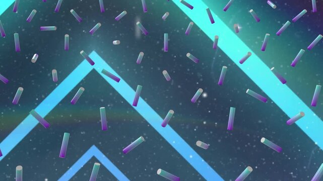 Animation of confetti falling over and the winners coloured at sports stadium