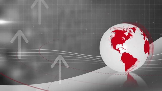Animation of globe with arrows over blurred background
