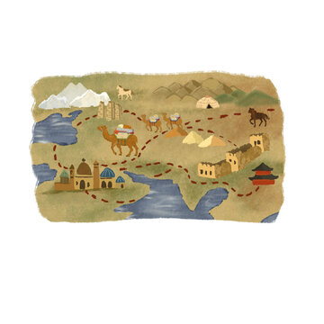 old map of the Great Silk Road