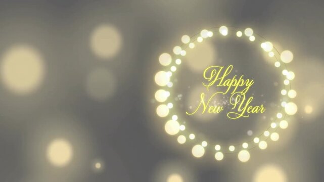 Glowing bokeh lights with Happy New Year text animation