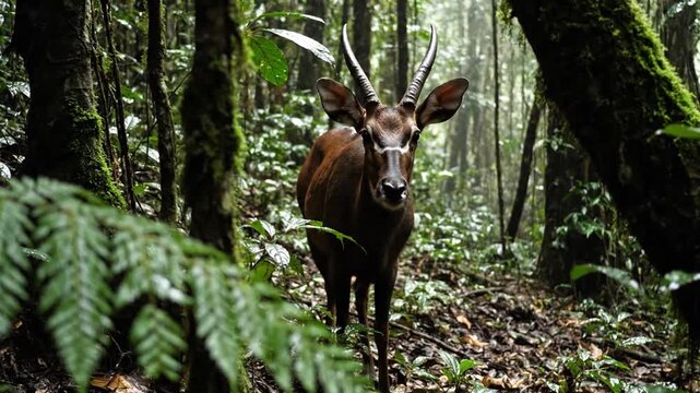 Elegant Saola Emerges From Dense Indochinese Jungle