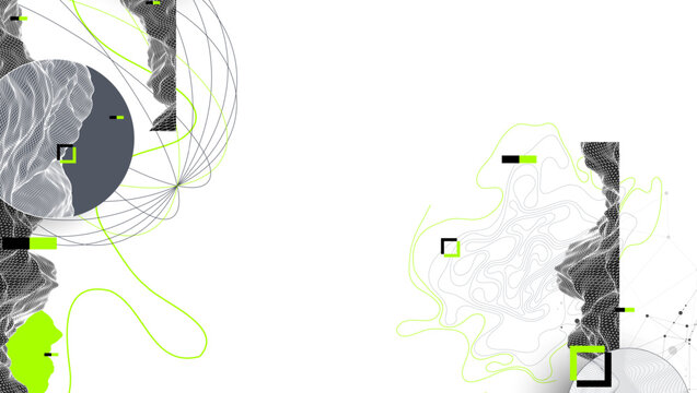 Abstract wireframe background. Modern science art elements. Surface illustration.