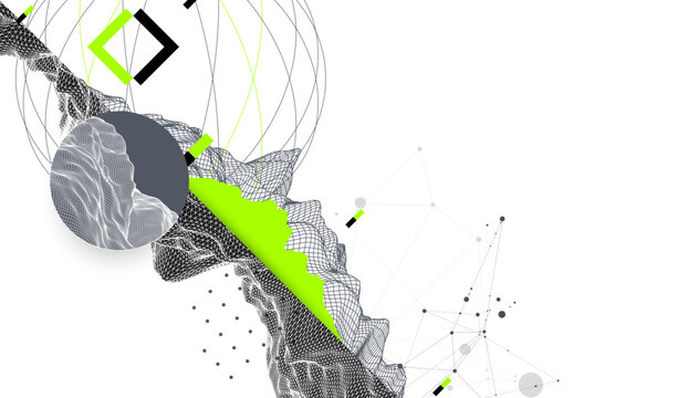 Abstract art wireframe background. Modern science or technology art elements. Surface illustration. Vector.