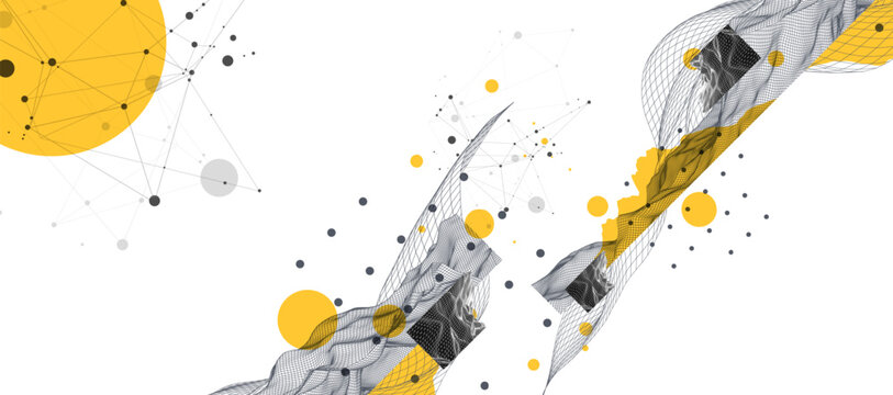 Abstract wireframe background. Modern science art elements. Surface illustration.