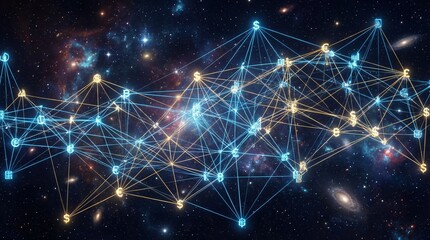 Fototapeta premium Abstract Network Connections in Cosmic Galaxy Background