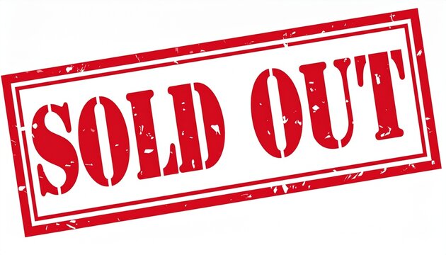 Red Sold Out Grunge Rubber Stamp Graphic on White Background