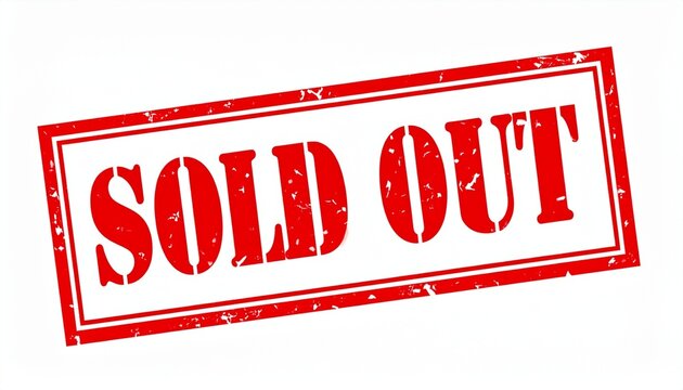 Red Sold Out Grunge Rubber Stamp Graphic on White Background