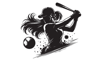 Baseball cut girl Slam Dunk Silhouette Vector © Creative