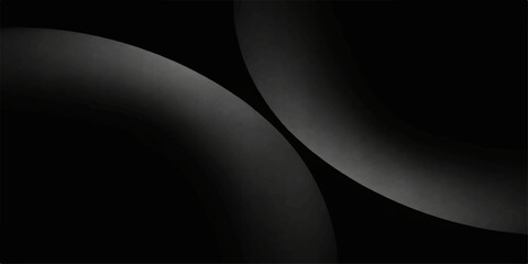 An abstract black and white background featuring a dark space design with a planet, moon, and motion waves of light © Julia