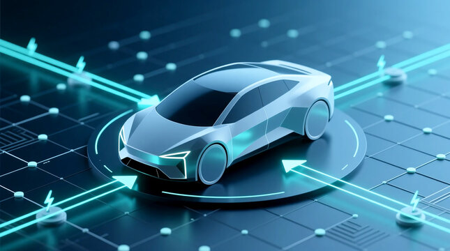Visualizing connected electric vehicle battery ecosystem demonstrating smart grid integration with bidirectional energy flow for advanced power and future mobility