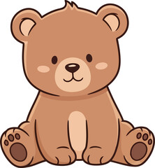 Charming cartoon teddy bear seated on transparent background, playful graphic design, adorable animal character, digital art element © Vector Designer