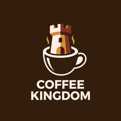 A stylish logo design featuring a coffee cup with a castle tower, symbolizing a unique coffee brand that combines richness with an imaginative theme for coffee lovers. © Lvping
