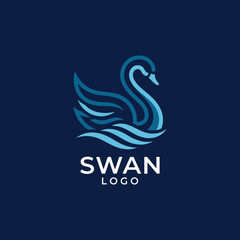 Obraz premium A sophisticated logo design featuring a swan in elegant curves and lines, symbolizing grace, beauty, and tranquility, ideal for various branding purposes.