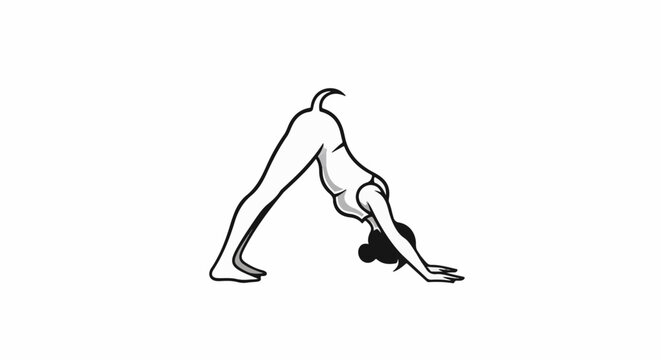 Stylized figure in downward dog pose, a canine silhouette