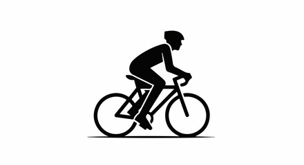 Obraz premium Silhouette of a cyclist wearing a helmet, riding a bicycle