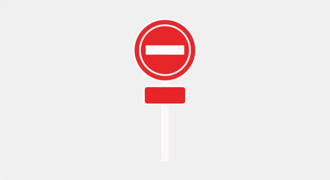 Simple illustration of a red and white 'do not enter' sign on a pole