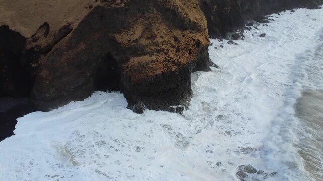 Close-Up of Reynisfjara Beach Basalt Rock Patterns 4K