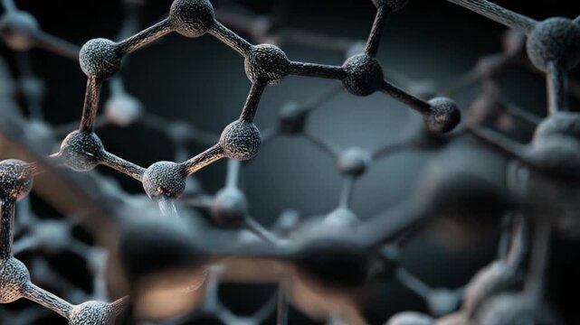 Molecular lattice structure creating a complex network of chemical bonds, ideal for concepts like nanotechnology, science, data, and advanced technology