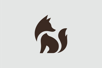 Obraz premium Stylized Brown Fox Silhouette Logo