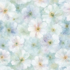 Obraz premium Collection of delicate watercolor floral seamless patterns with soft muted pastel and neutral tones