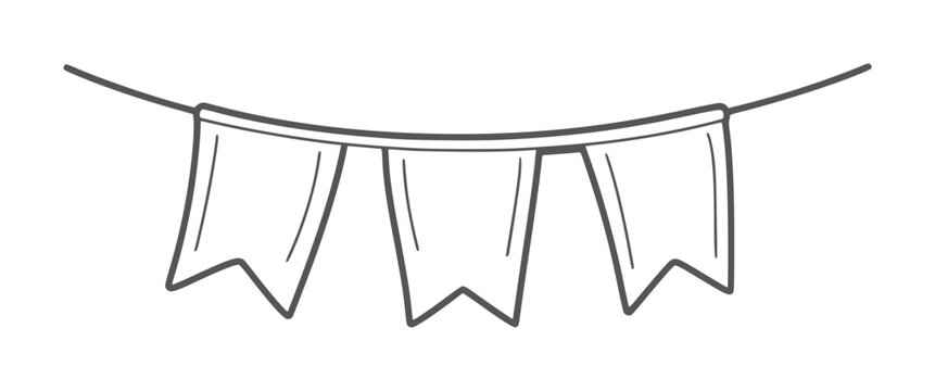 Hand drawn bunting flags a string decoration celebration