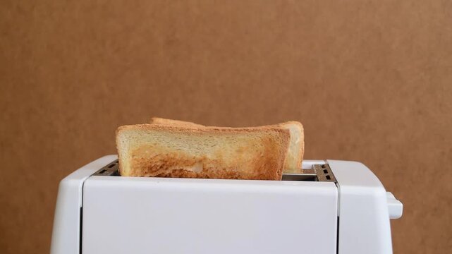 Toasting bread in a toaster