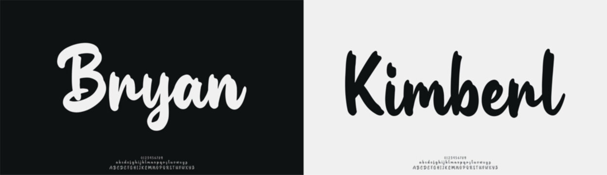 Bryan Kimberl, Script beauty luxury font alphabet logo. Typography beautiful fashion elegant classic letters serif italic fonts decorative wedding vintage blossom logos. vector illustration
