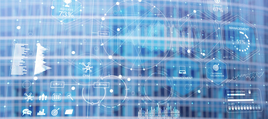 Fototapeta premium Digital business analytics concept showing management efficiency and performance tracking