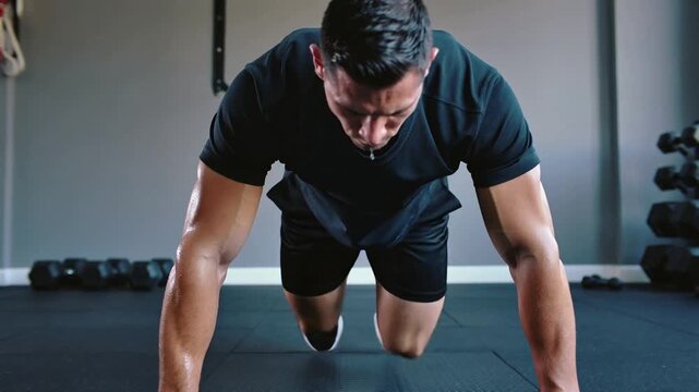 Man doing push ups in gym