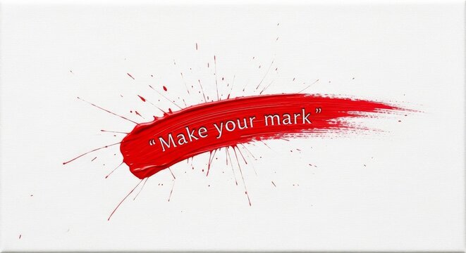 Bold red brushstroke with 'Make your mark' text