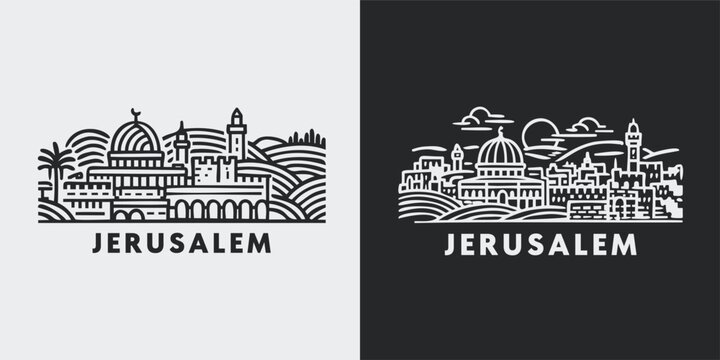 Jerusalem Israel Skyline Heritage Graphic