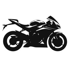 Obraz premium Sport motorcycle silhouette vector, black superbike racing motorbike profile, high speed motor bike icon isolated on white background