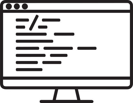 Black Outlined Icon of desktop