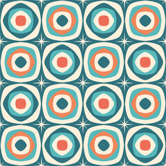 Fototapeta premium Retro seamless pattern. Mid century modern style. Vintage modern background. Geometric fashion fabric print. for prints on fabric, textile, covers, wallpaper, interior, wrapping. vector illustration