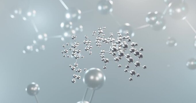 Digoxin rotating 3d molecule, molecular structure of antiarrhythmic agent seamless video