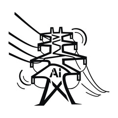 Obraz premium Artificial intelligence concept illustration. Abstract line art vector design. Isolated on transparent background