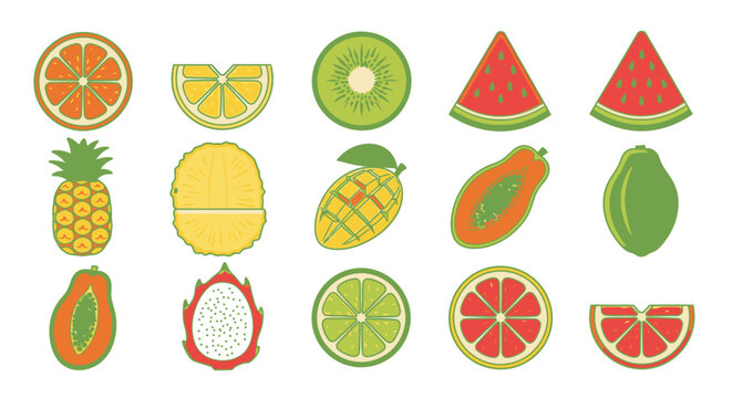 Colorful illustrations of various fruits 2.