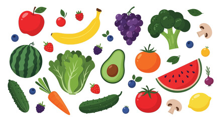 Fototapeta premium A colorful assortment of fresh fruits and vegetables arranged together