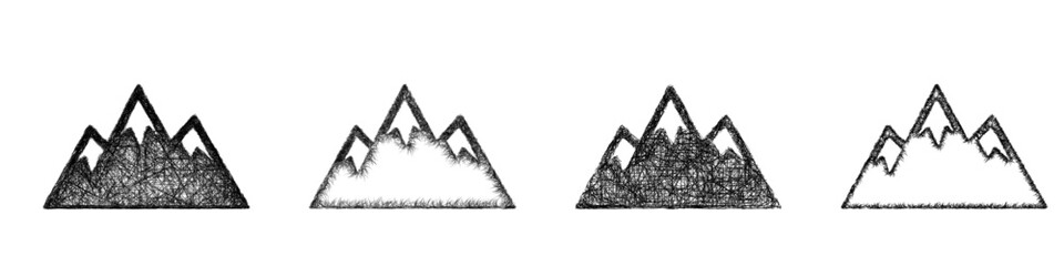 Obraz premium Sketch mountain peak icon design set