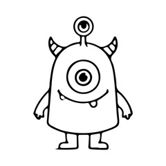Fototapeta premium Cute One-Eyed Monster Outline