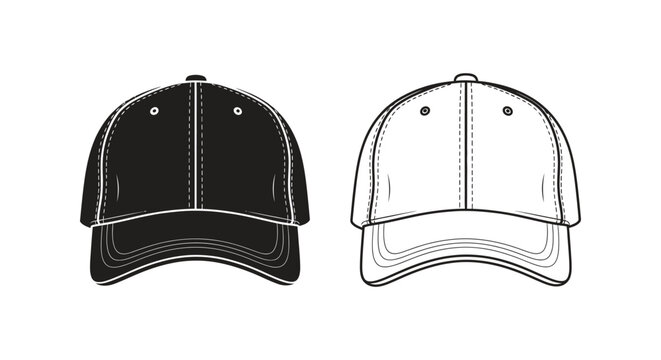 Black and white baseball cap illustration Vector