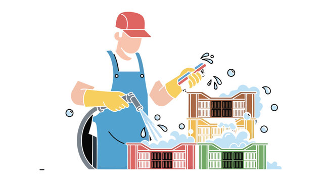 Hygiene in industry: A worker washes crates in a factory setting, symbolizing commitment to sanitation and food safety. This scene represents rigorous hygiene measures crucial in food processing.