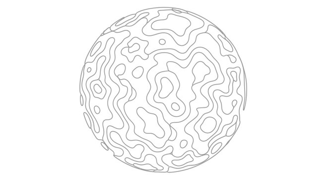 Abstract Sphere with Contour Lines - Topographic Map Style