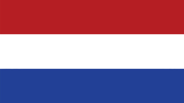 Dutch flag with red, white, and blue horizontal stripes design