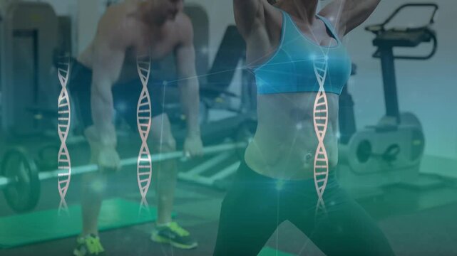 Animation of medical data processing over fit caucasian women