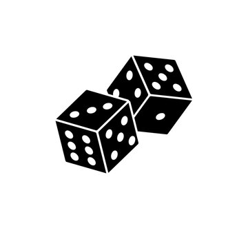 Dice Silhouette Set Isolated on White Background