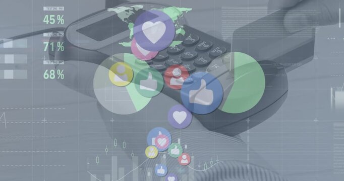 Animation of american dollar banknotes falling over heart euro banknotes