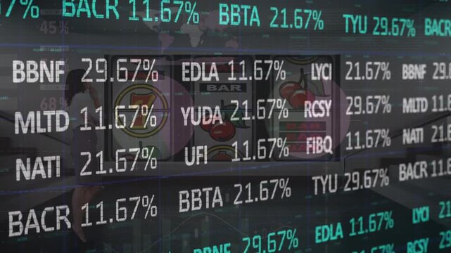 Animation of financial data over gaming machine